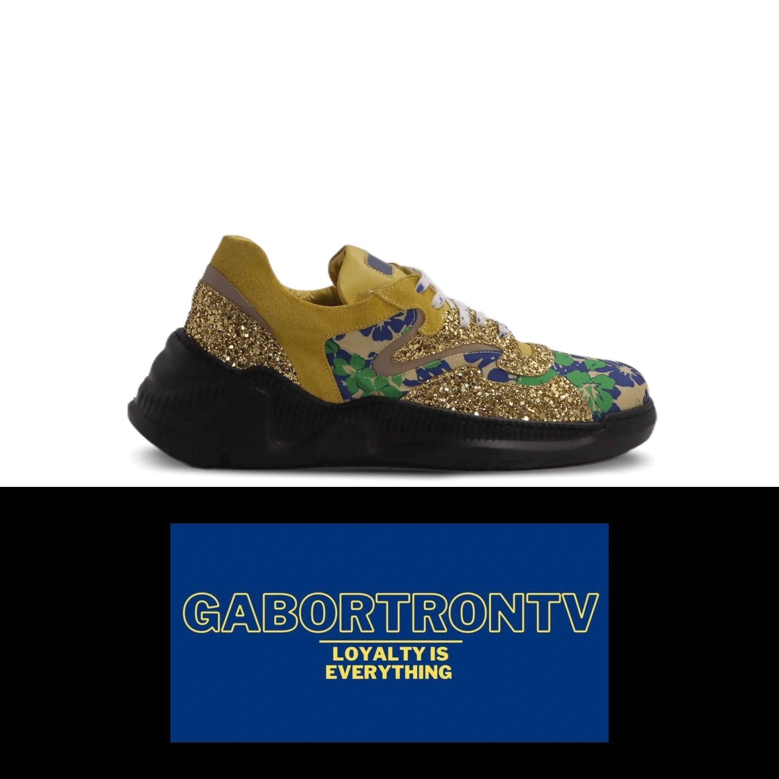 GabortronTV sneaker with Loyalty Is Everything banner